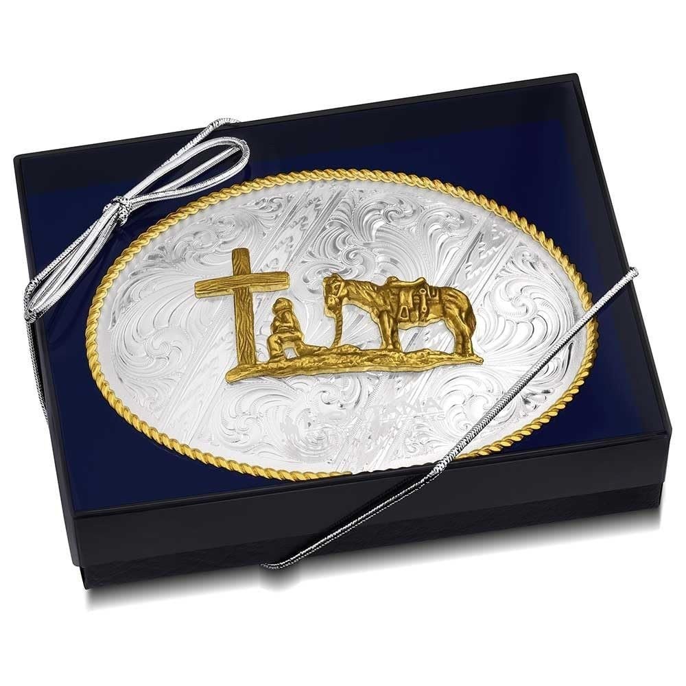 Montana Silversmiths Christian Cowboy Bright Cut Striking Buckle