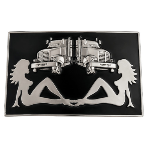 TRUCKER TRUCK DRIVER SEXY NAKED FLAP GIRLS BELT BUCKLE BOUCLE DE CEINTURE