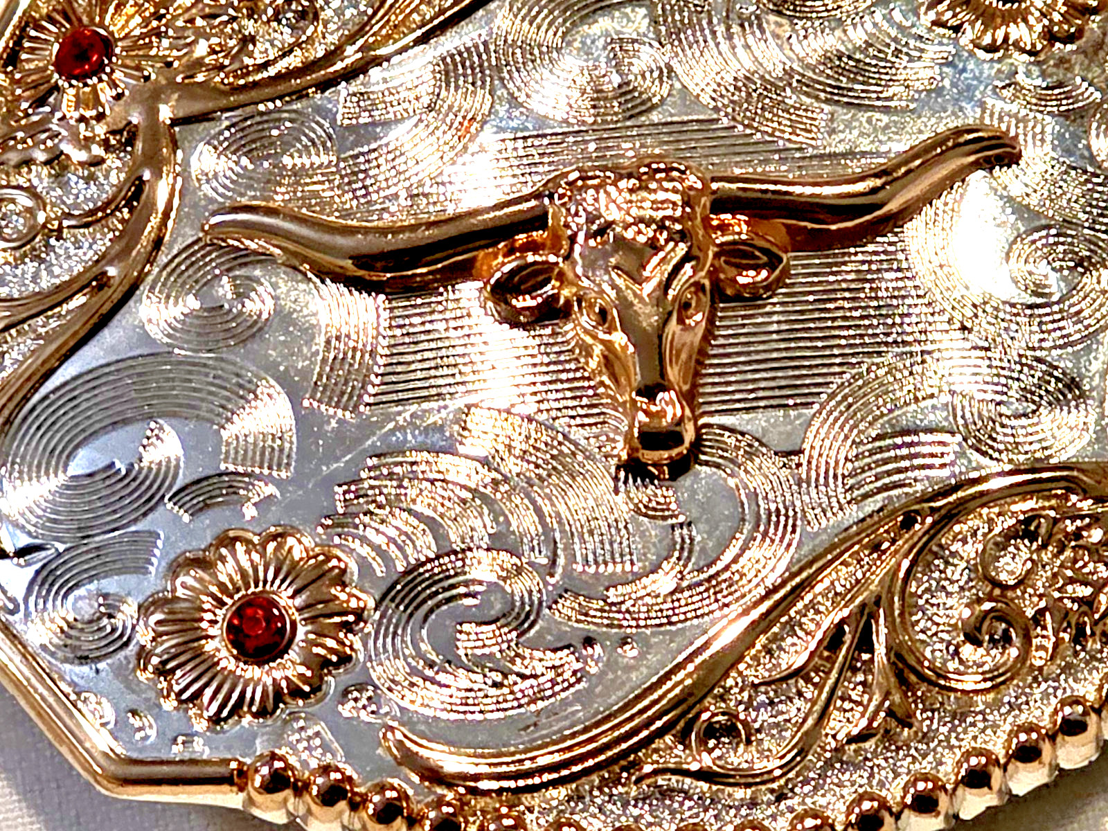 Western Belt Buckle, Longhorn Design
