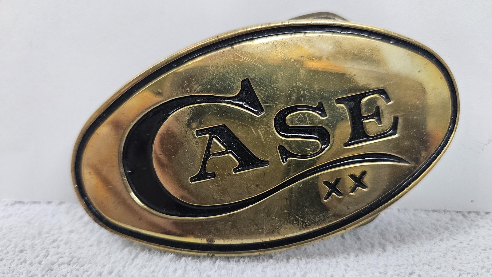 Case Belt Buckle Mens Gold Tone Solid Brass Oval Western Logo Case XX Taiwan