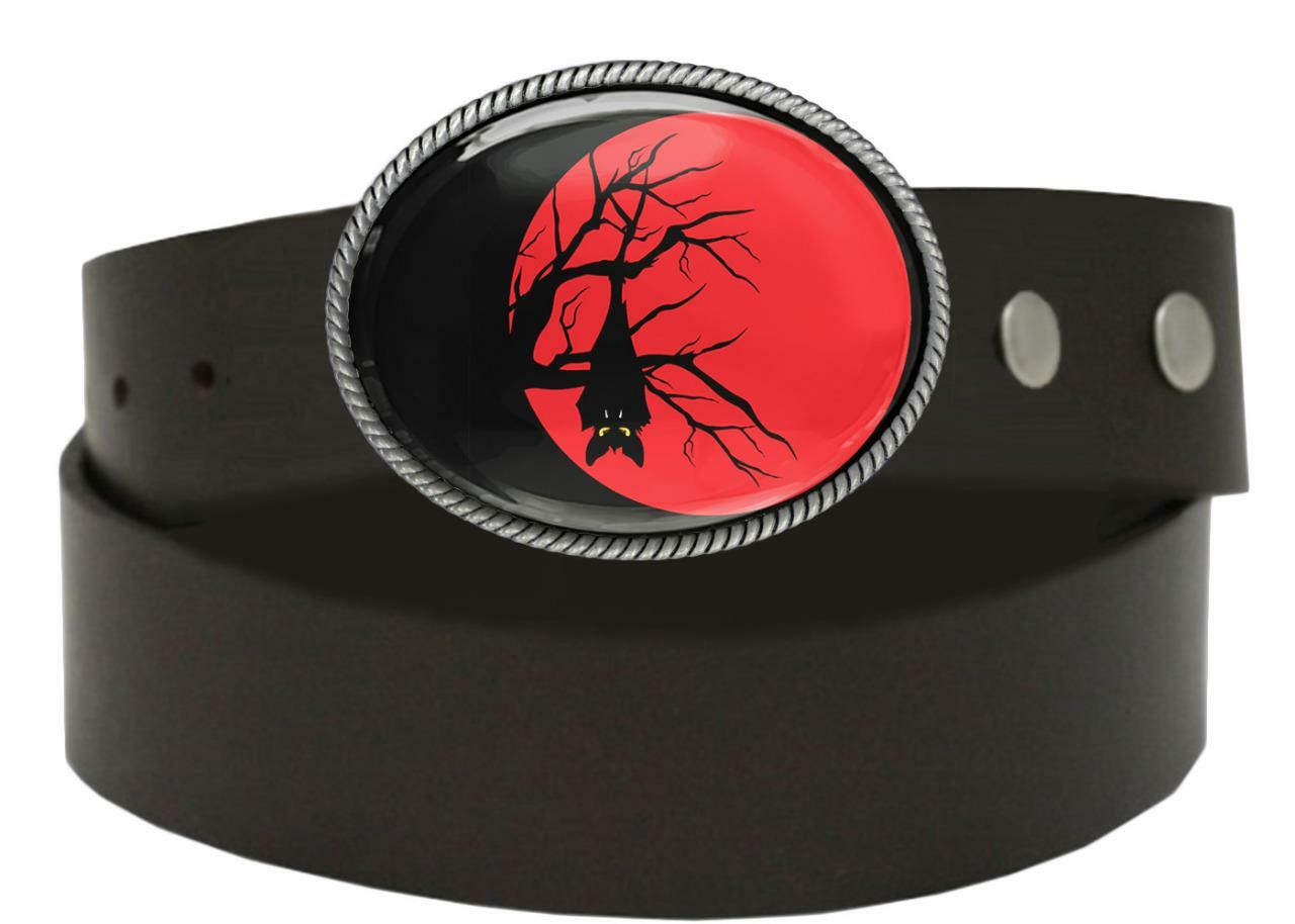 Vampire Bat Halloween Moon Silhouette Handmade Belt Buckle