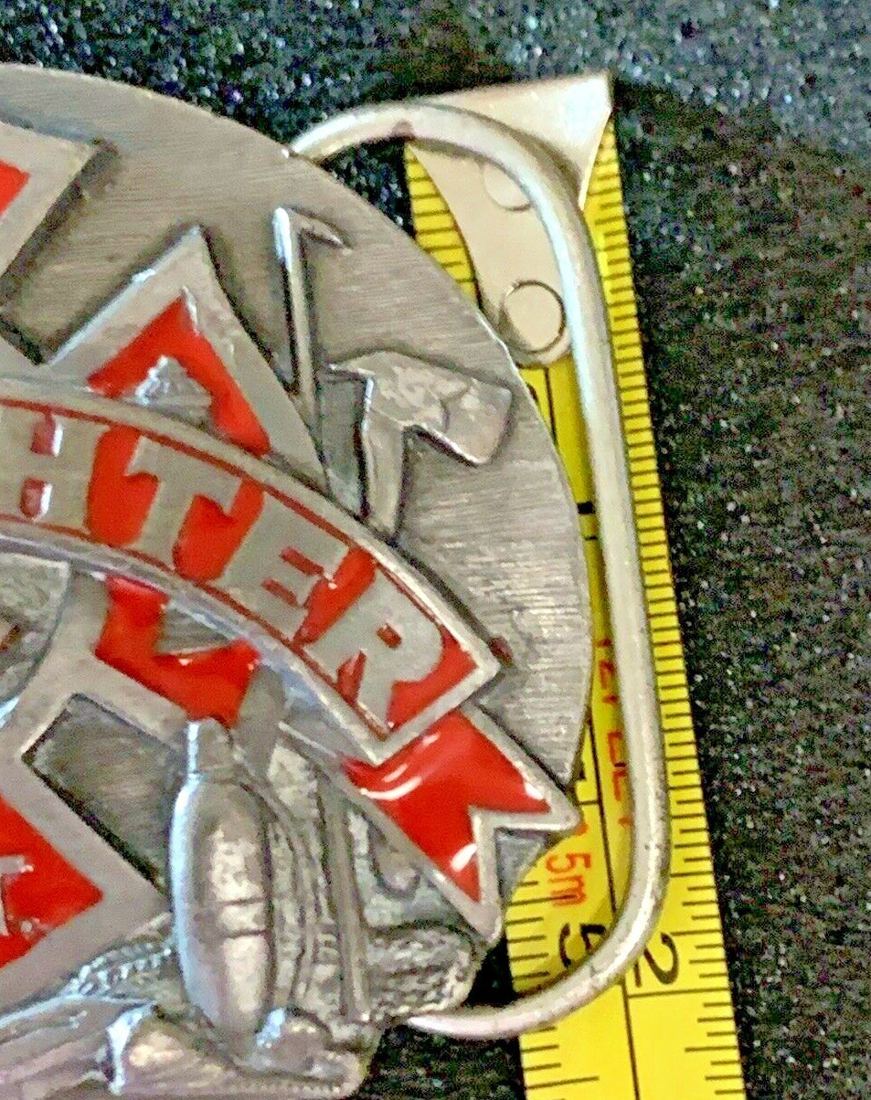 VINTAGE FIRE FIGHTER BELT BUCKLE FIRE DEPT. PEWTER R-92 America&rsquo;s Heroes EUC!