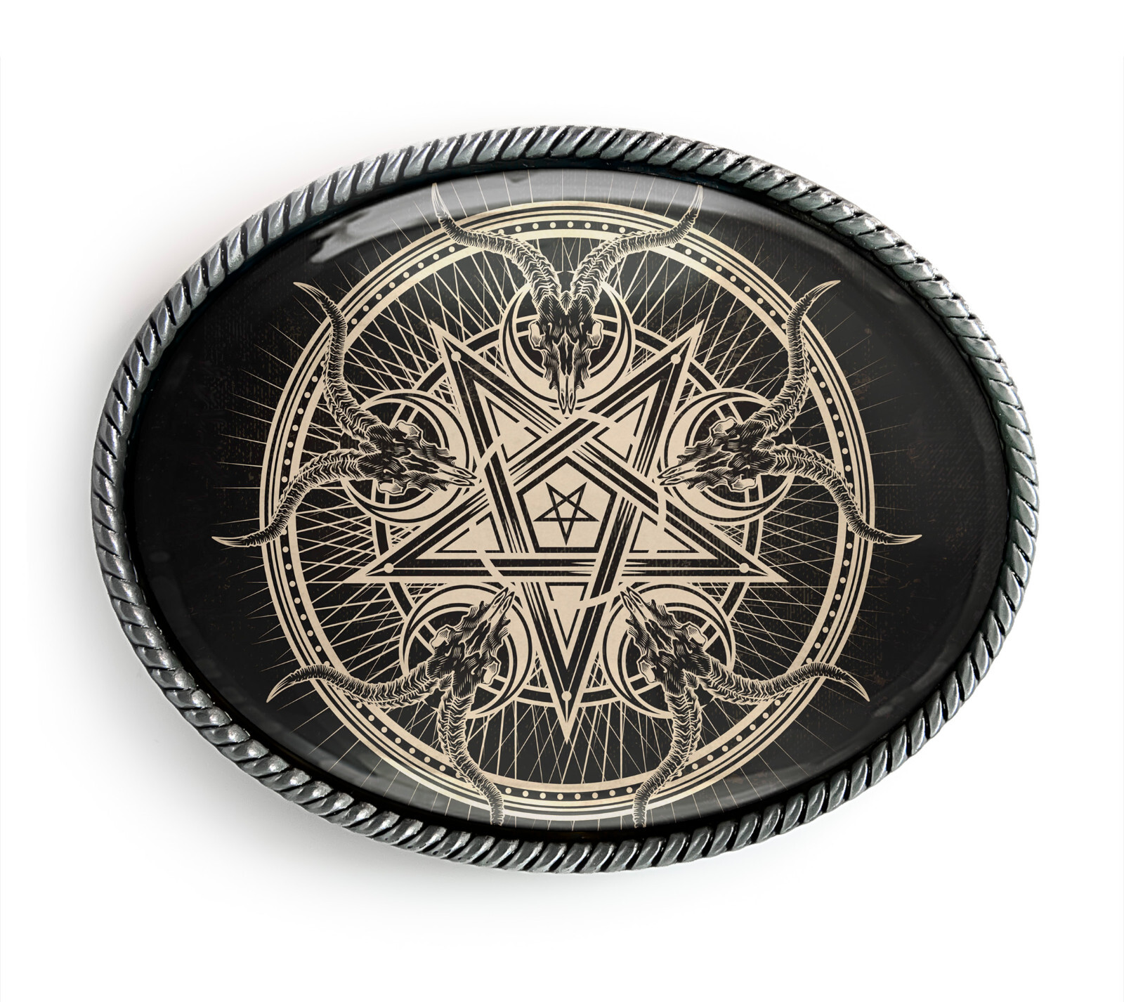 Inverted Pentagram Belt Buckle – Baphomet Goat Head Witchcraft Belt Buckle – 920