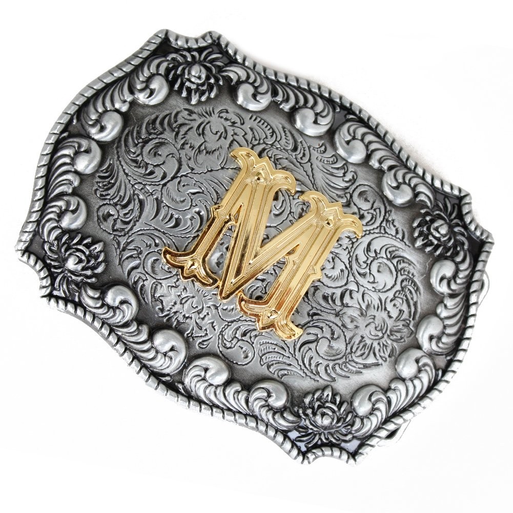 Men&rsquo;s Belt Buckles, English Letter in 3D, Western Style, CowboyAlphabe…