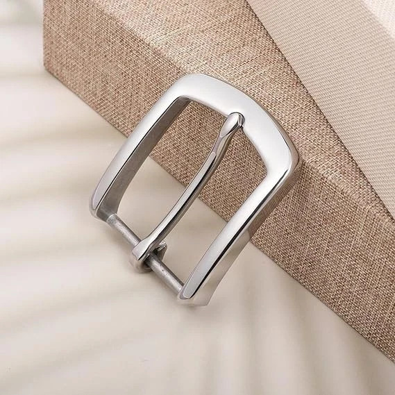 Silver Belt Buckle, 1.5 Inch Belt Buckles for Men, Stainless Steel Single Prong