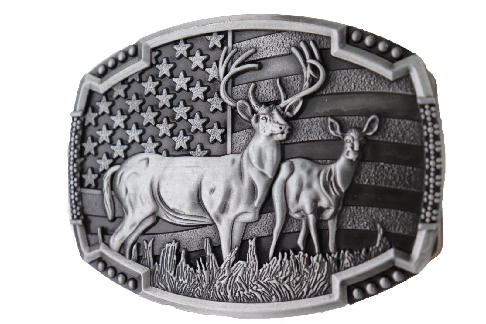 Men Silver Color Metal Belt Buckle Deer Nature Hunter Western Fashion Accessory