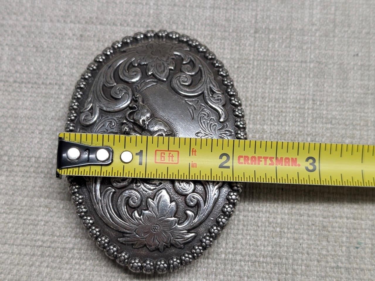 vintage NOCONA belt buckle BULL RIDER metal steel WESTERN cowboy RODEO engraved