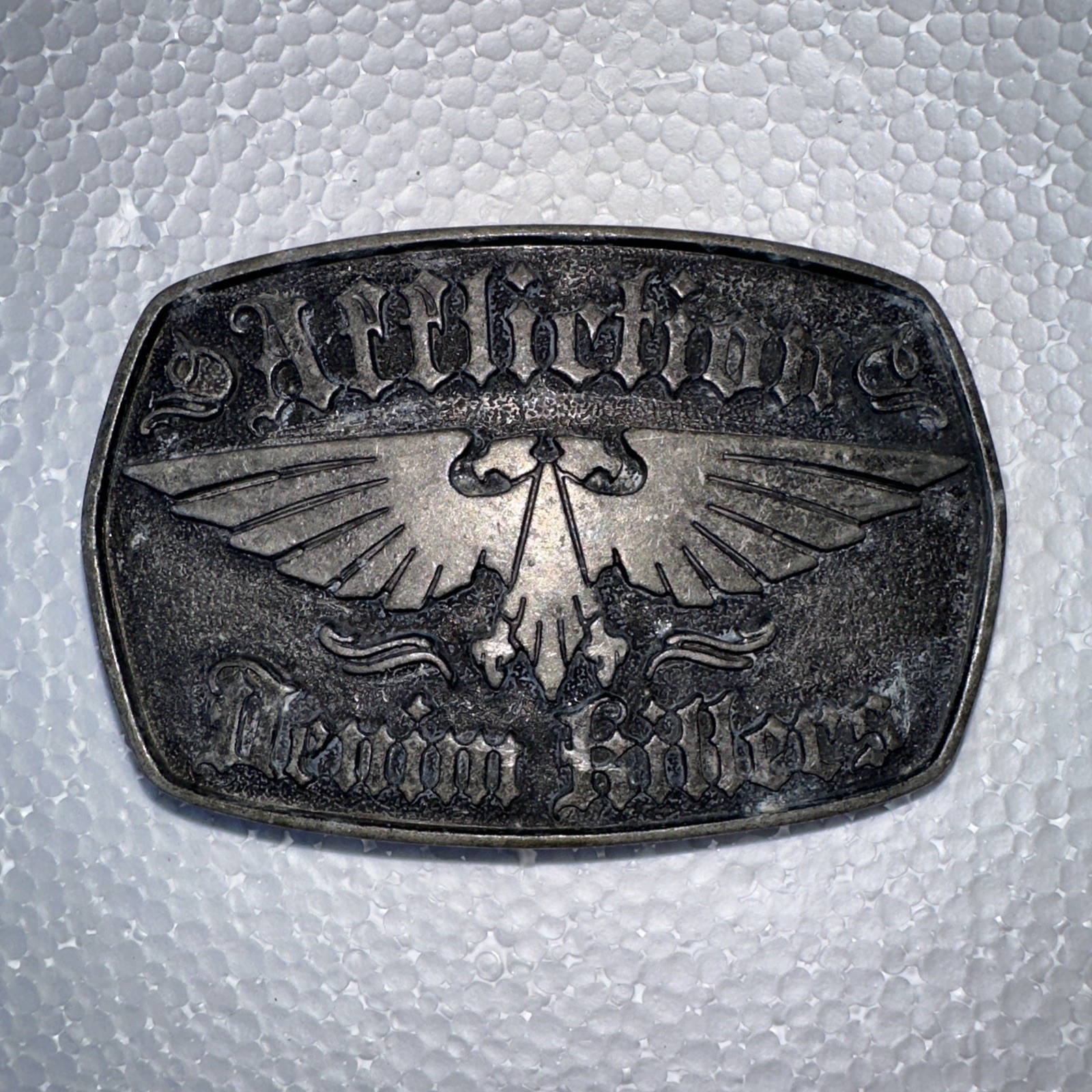 Vintage Affliction Belt Buckle Denim Killers Double Headed Eagle Y2K Masonic