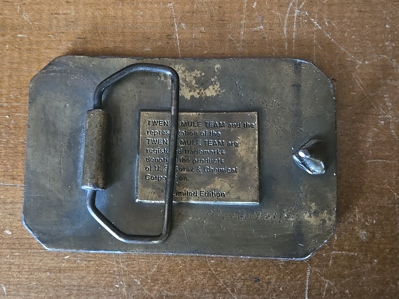 US Borax 1985 The Famous Twenty Mule Team of Death Valley Mining Belt Buckle