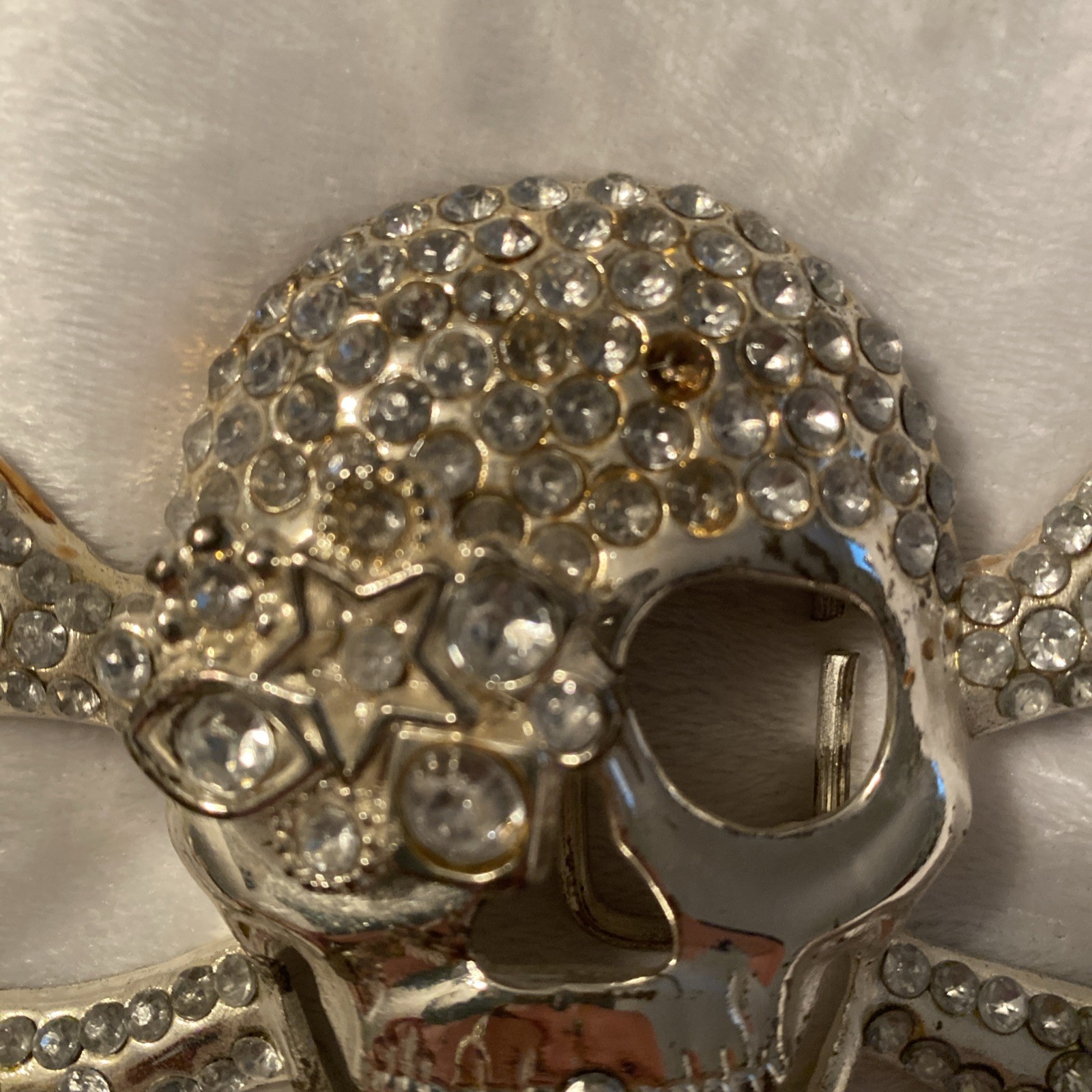 Skull Belt Buckle Lot (2) Silver Bling Rhinestone Punk Horror Gothic Pirate