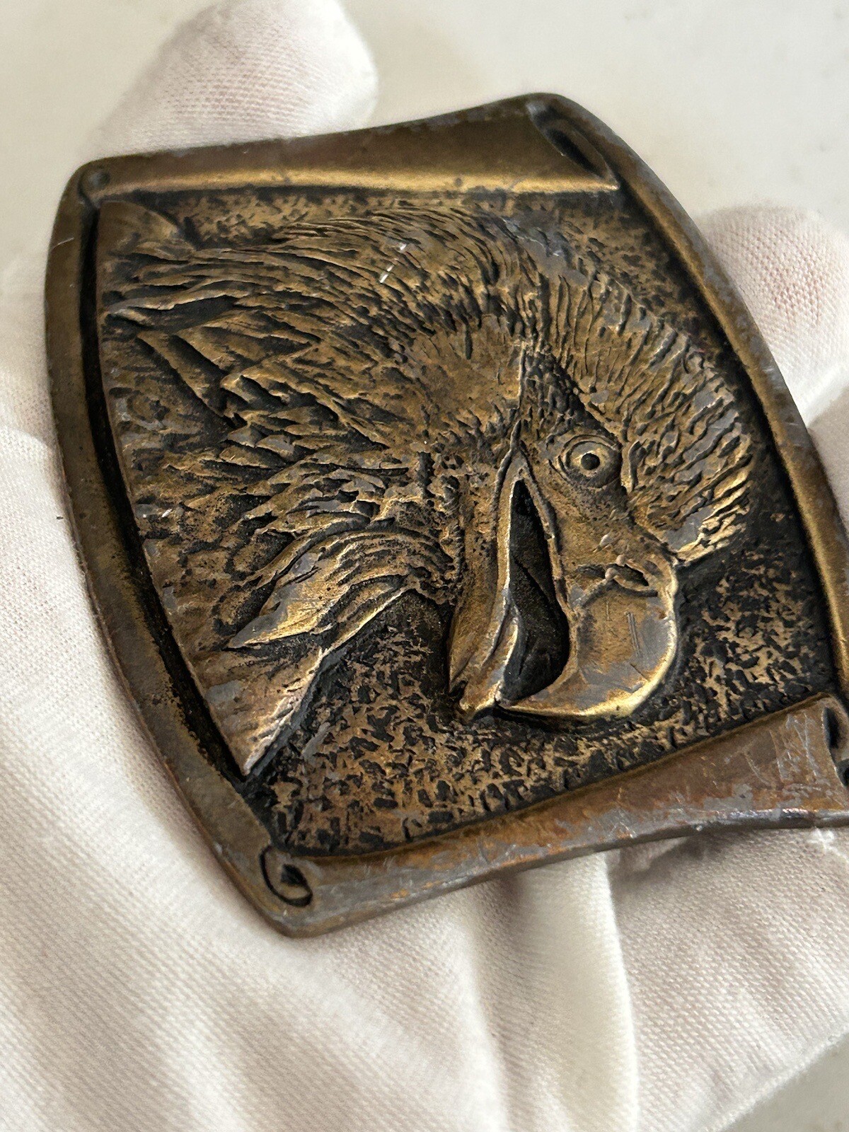 Bald Eagle Belt Buckle Made USA Patriotic CDC Metal Works 1974 Colorado Rattlesn