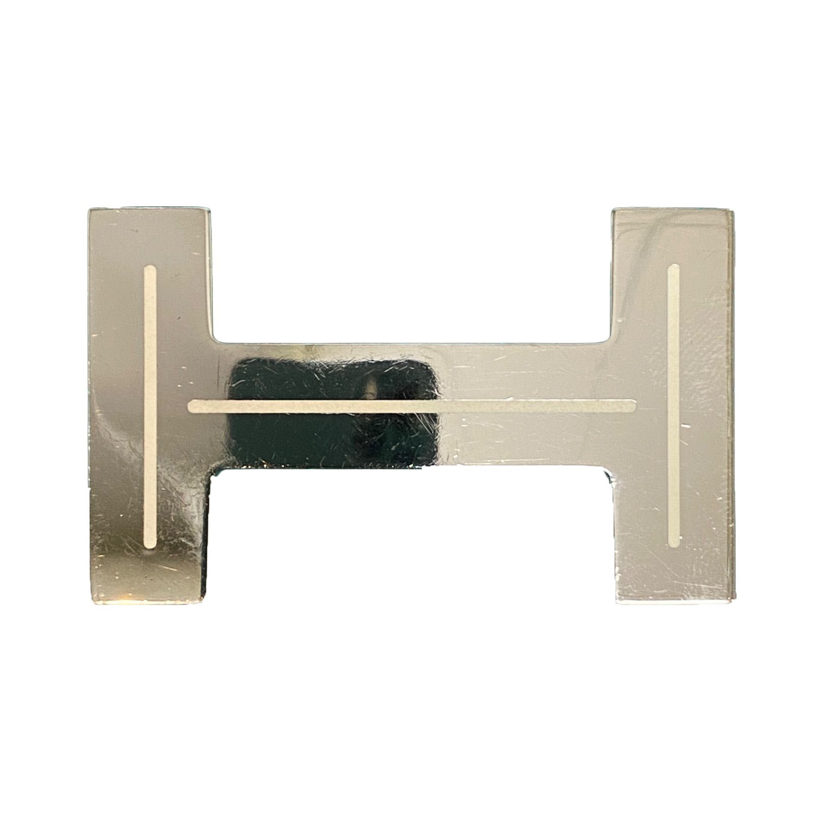 Genuine Hermès H Logo Belt Buckle Silver Tone Metal 61mm with Pouch