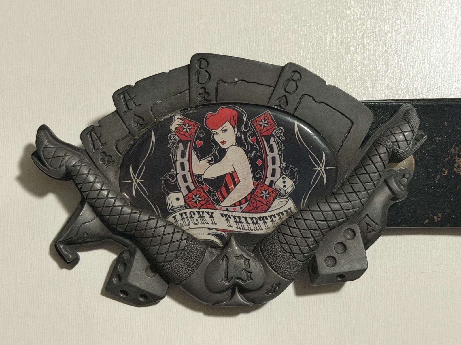 Lucky 13 Belt Buckle/Money Clip – Aces & Eights Officially Licensed with belt