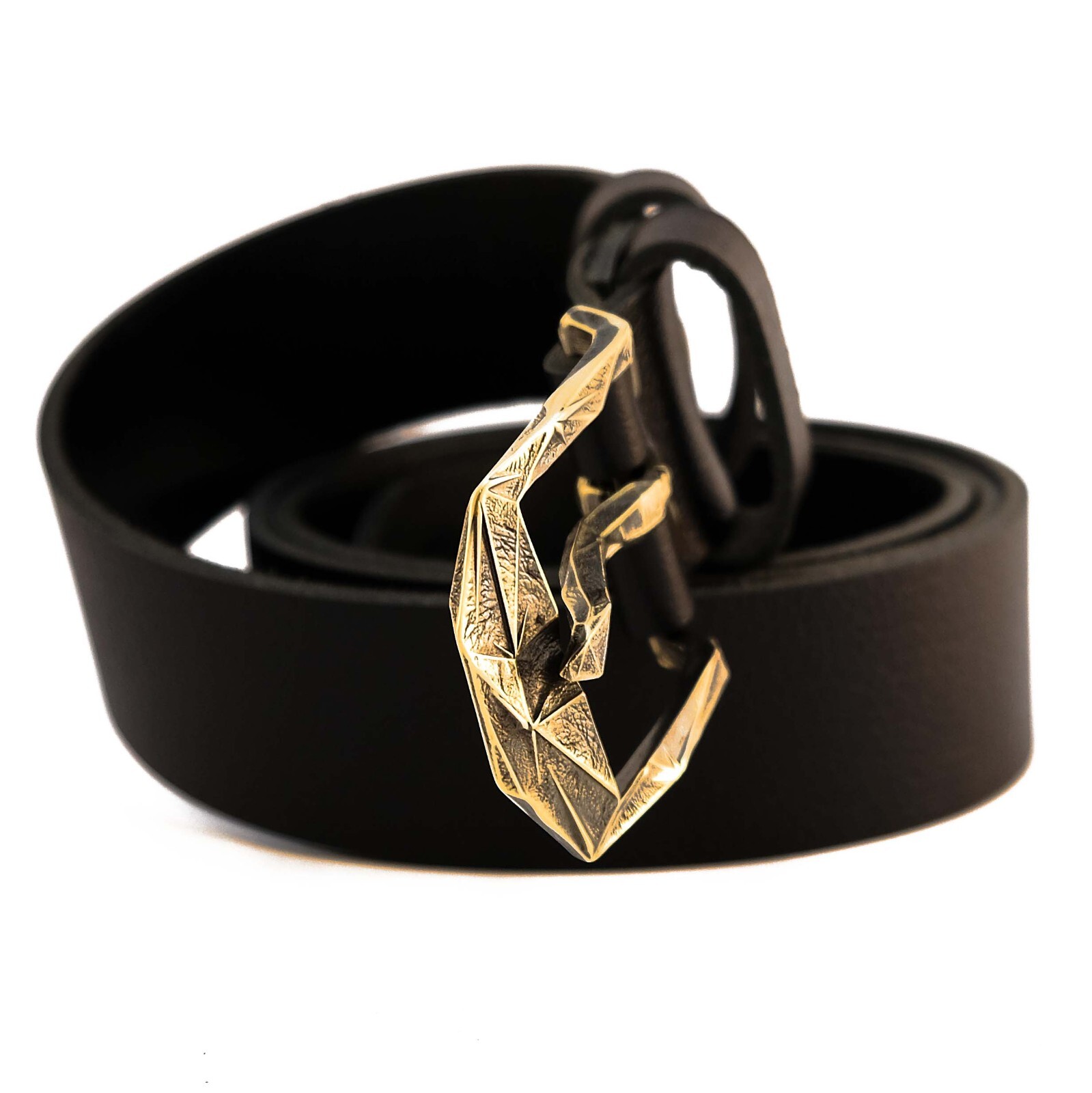 Brass belt buckle Ice, pin type, Ukrainian low poly frame type belt buckle