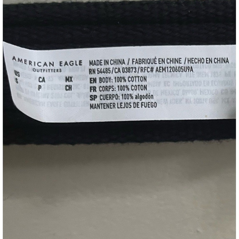 American Eagle Black Adjustable Cotton Web Belt Slider Buckle Mens Small NWT