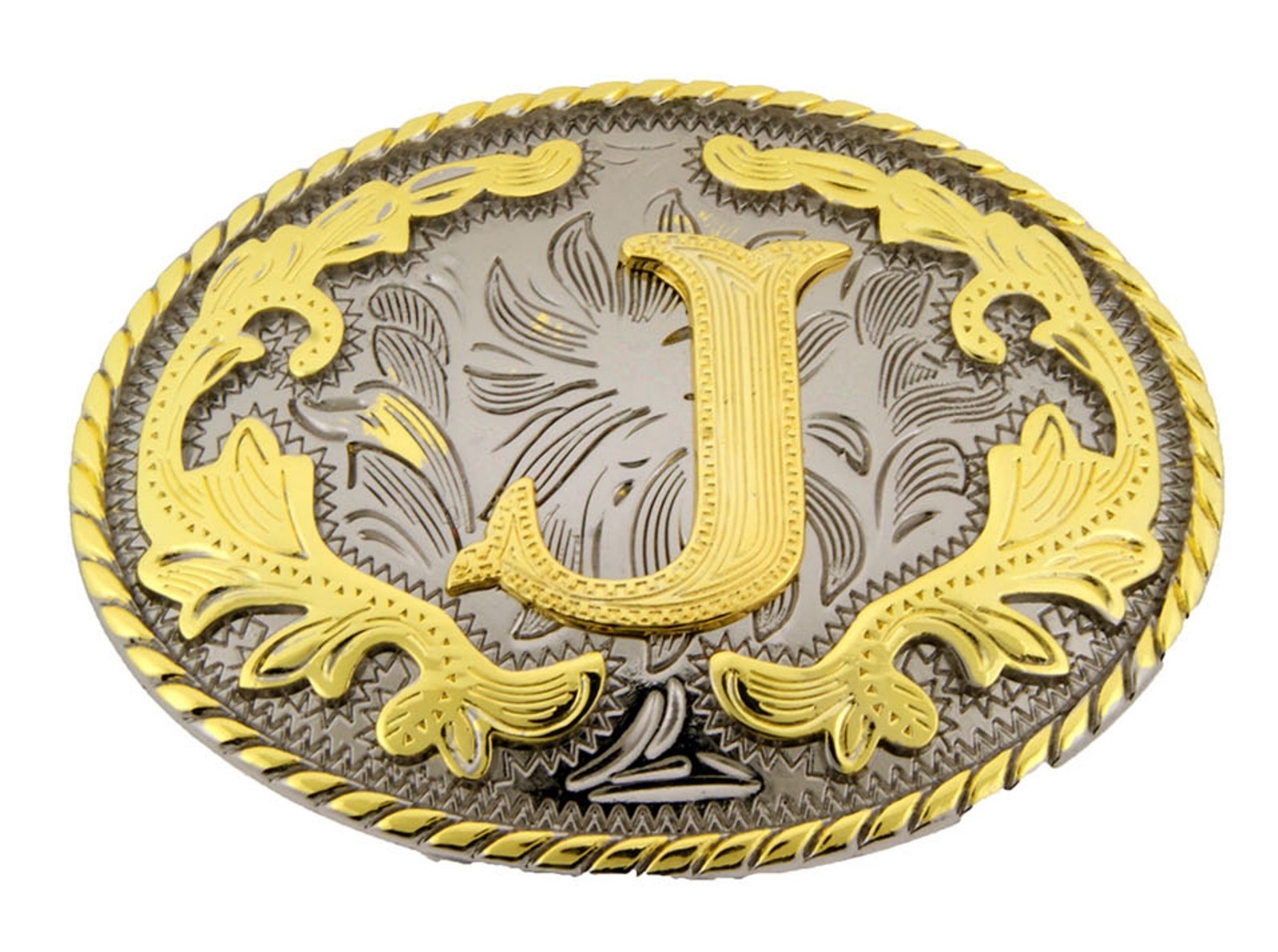 Initial J belt buckle Gold Silver Rodeo Western Cowboy Gift Friend Men women New