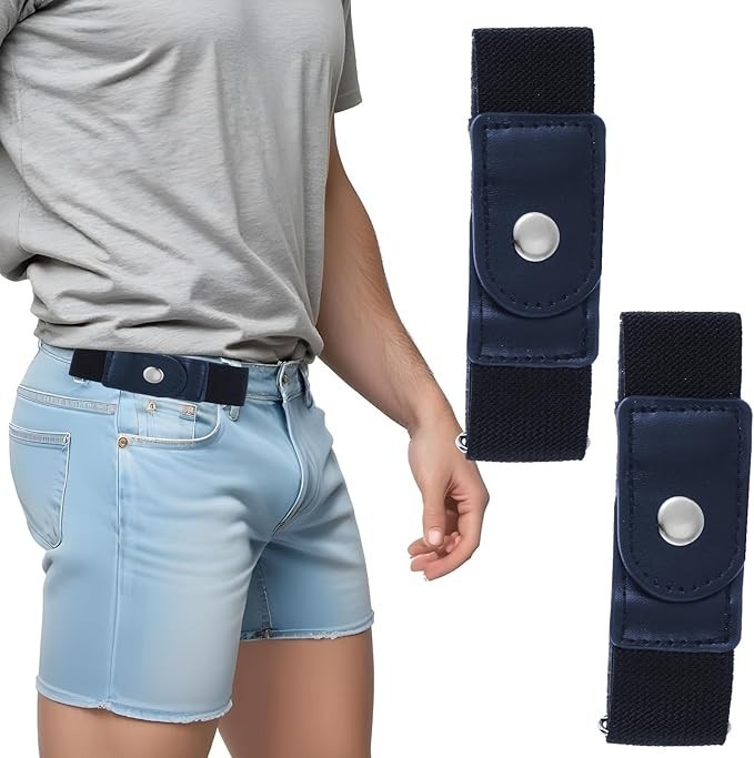 2PCS Men&rsquo;s No Buckle Elastic Belt Adjustable Stretch Belt Loop