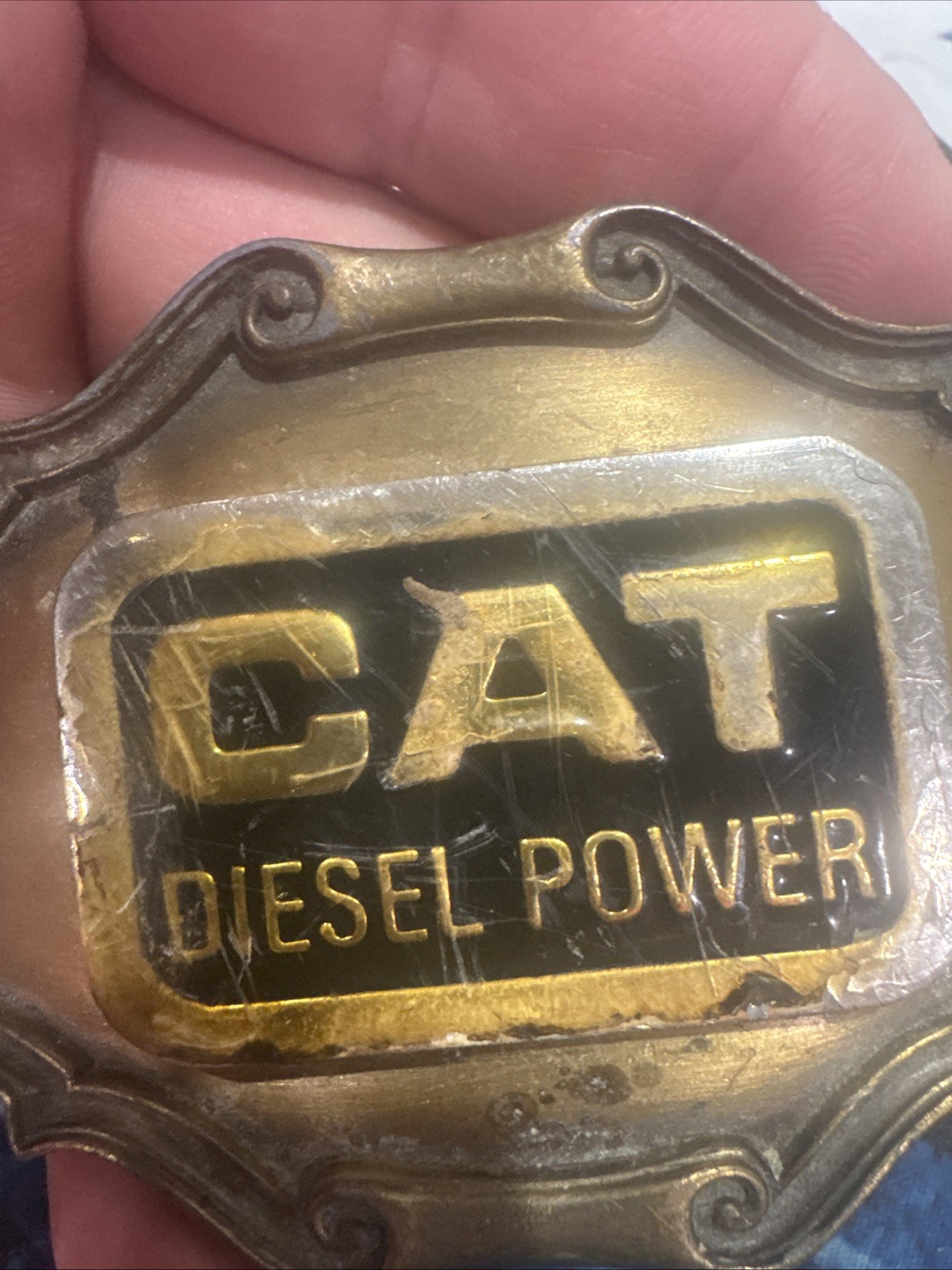 Vintage CAT Licensed Caterpillar Diesel Power Belt Buckle.