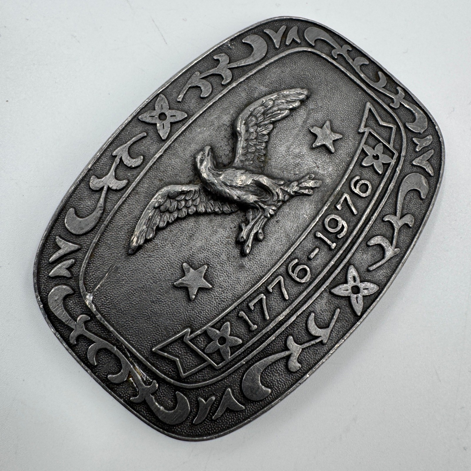Celebrity Belt Buckle Unisex OS Silver Bicentennial 1776-1976 Eagle Americana