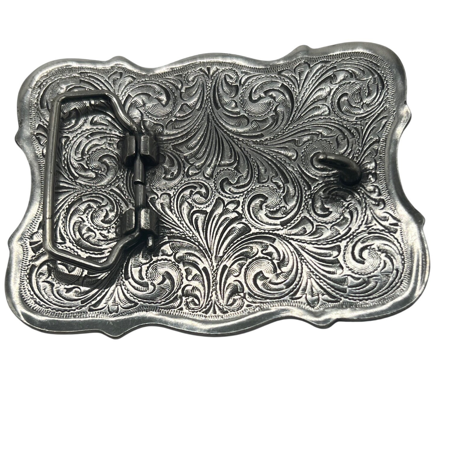 SILVER CROSS Filigree vintage metal belt buckle iconic faith religious