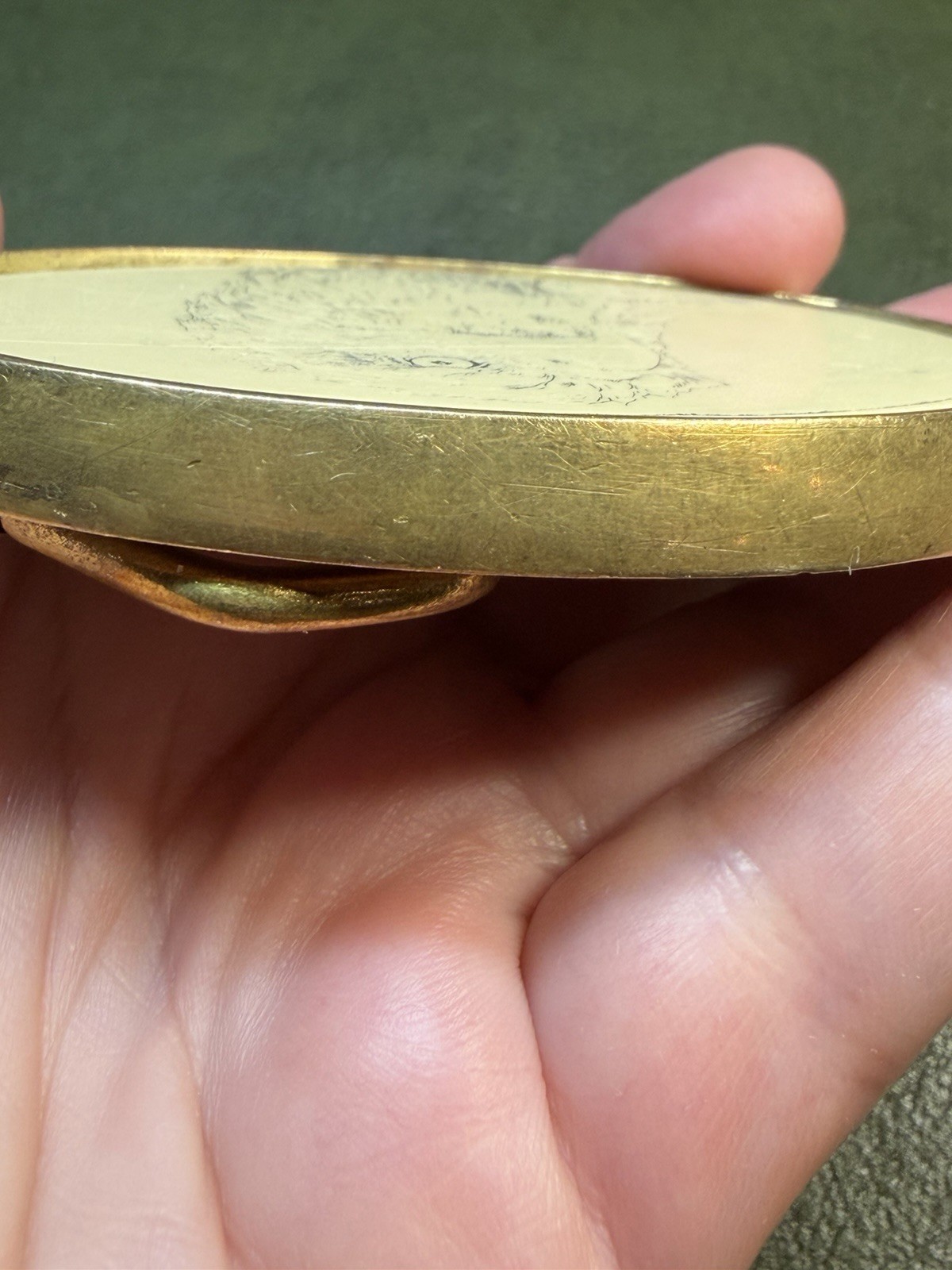 Vintage BARLOW Solid Brass Belt Buckle Bald Eagle Scrimshaw Style Southwestern