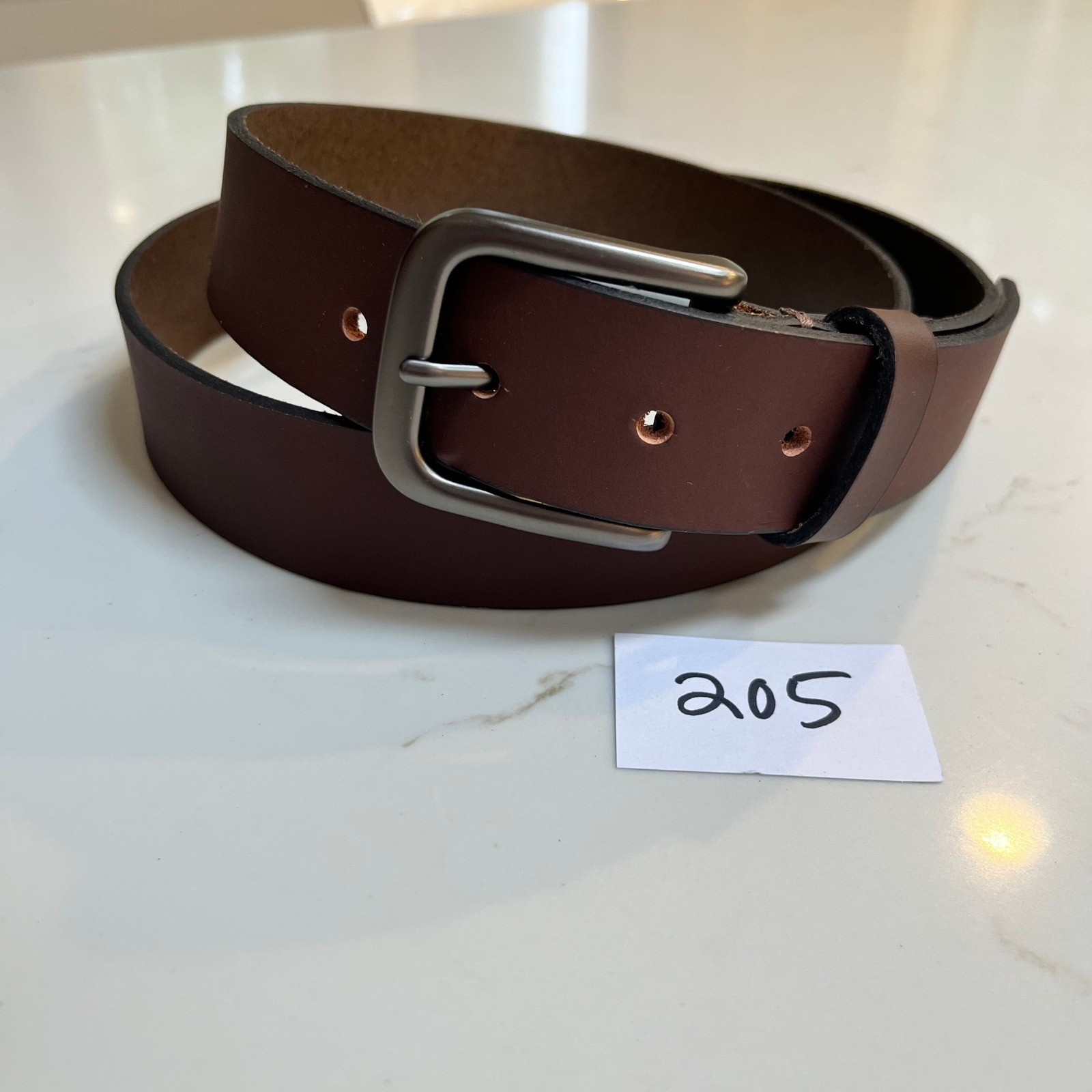 NWOT Timberland Men&rsquo;s Brown 100% Leather Belt Silver Buckle Size 40