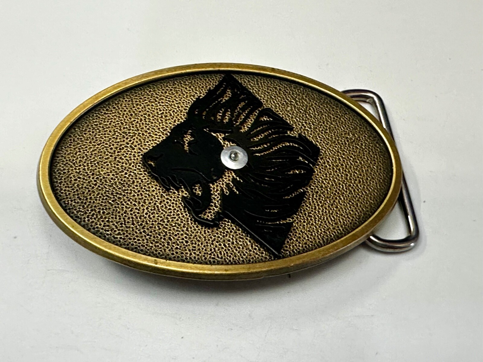 Roaring Lion Tiger Vintage Oval Brass Tone Belt Buckle By Jeans Friend