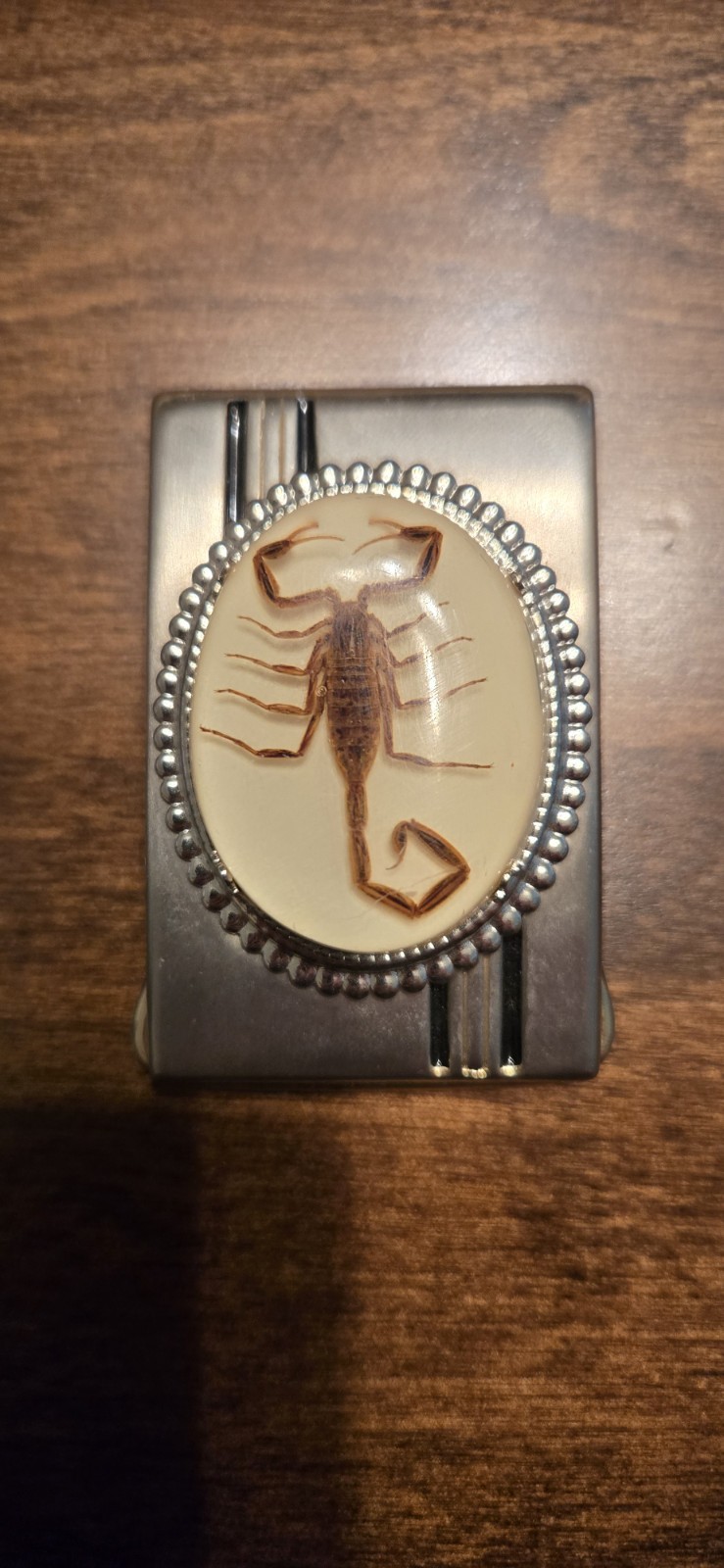 Western Scorpion Inset Rectangular Metal Belt Buckle Silver Tone 1.5 in