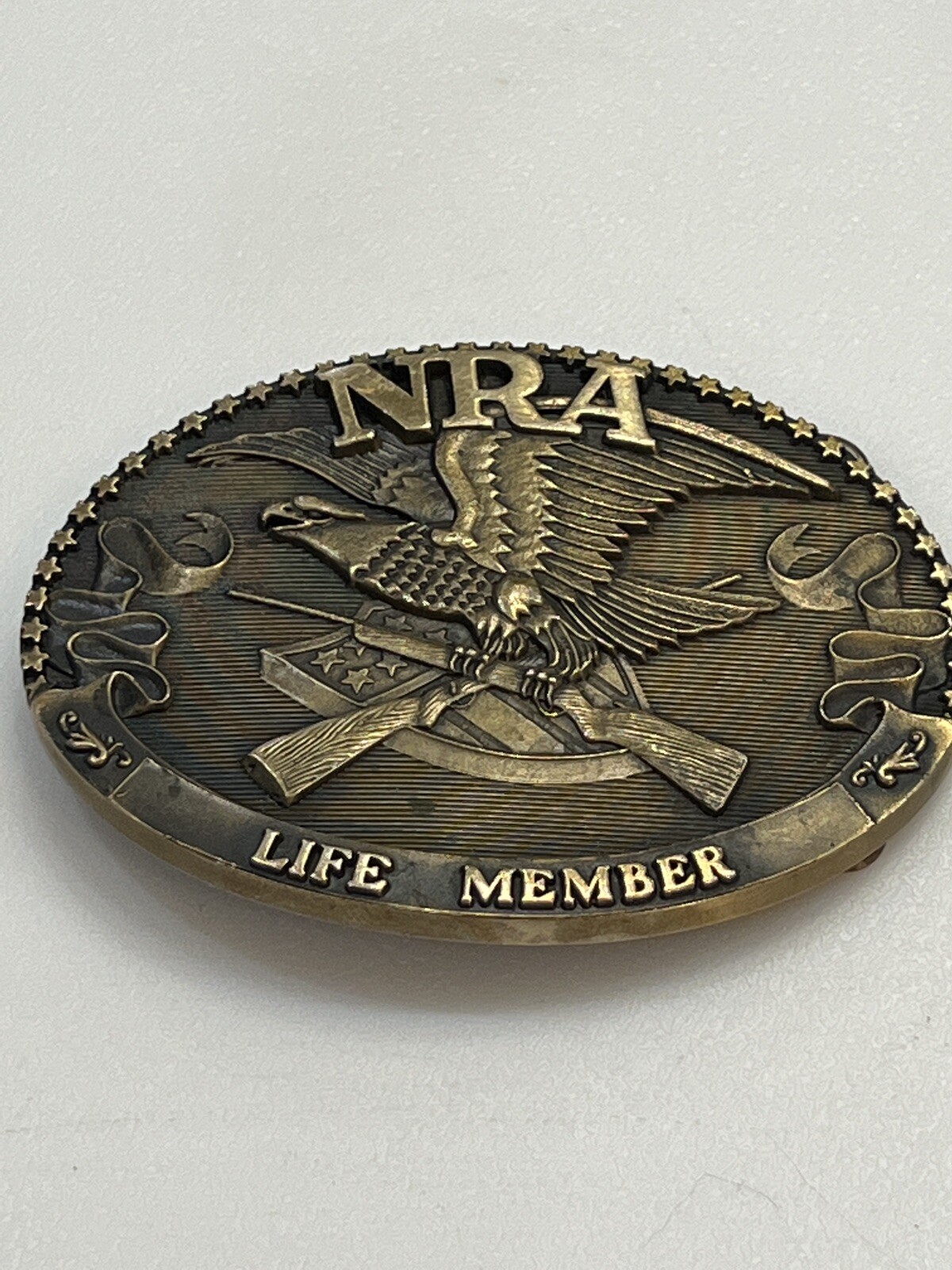NRA LIFE MEMBER 1985 COLLECTOR&rsquo;S EDIT. SOLID BRASS BUCKLE ~ THE NORMAN FOUNDRY