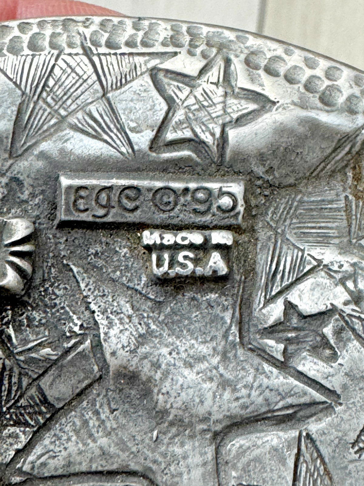 Vintage 1995 EGE Soaring Bald Eagle Silver Belt Buckle Made in USA Rockabilly 3D