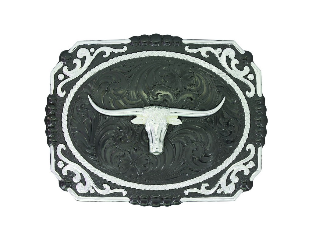 Montana Silversmiths Belt Buckle Cameo Steer Black 25815SB-767M