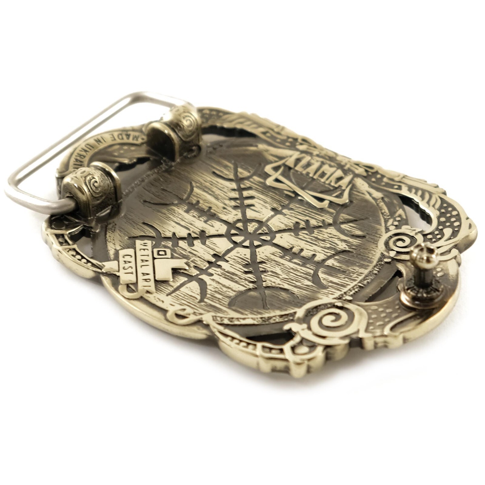 Helm of Awe german silver belt buckle, Viking Helm of Terror Scandinavian Pagan
