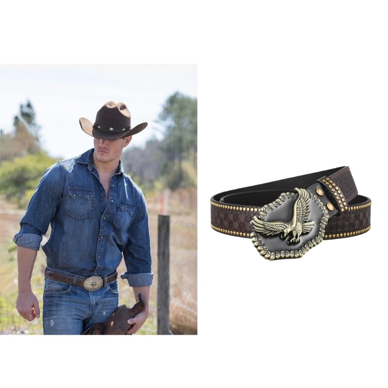 Women Men Belt Casual PU Leathers Adjustable Belt Waistband Western Cowboy Belt
