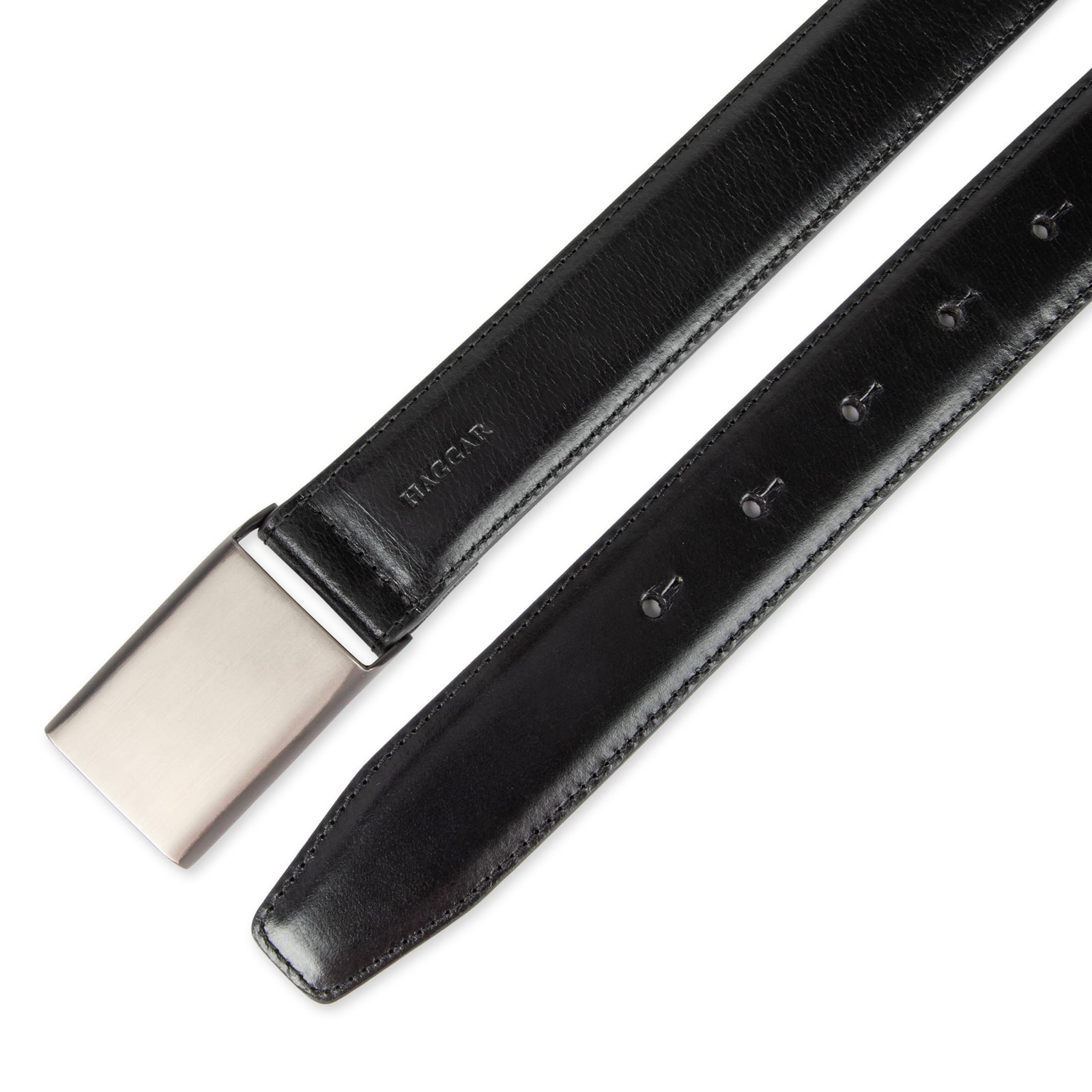 Haggar Men&rsquo;s Sleek Plaque Buckle Dress Belt Large (38-40), Black