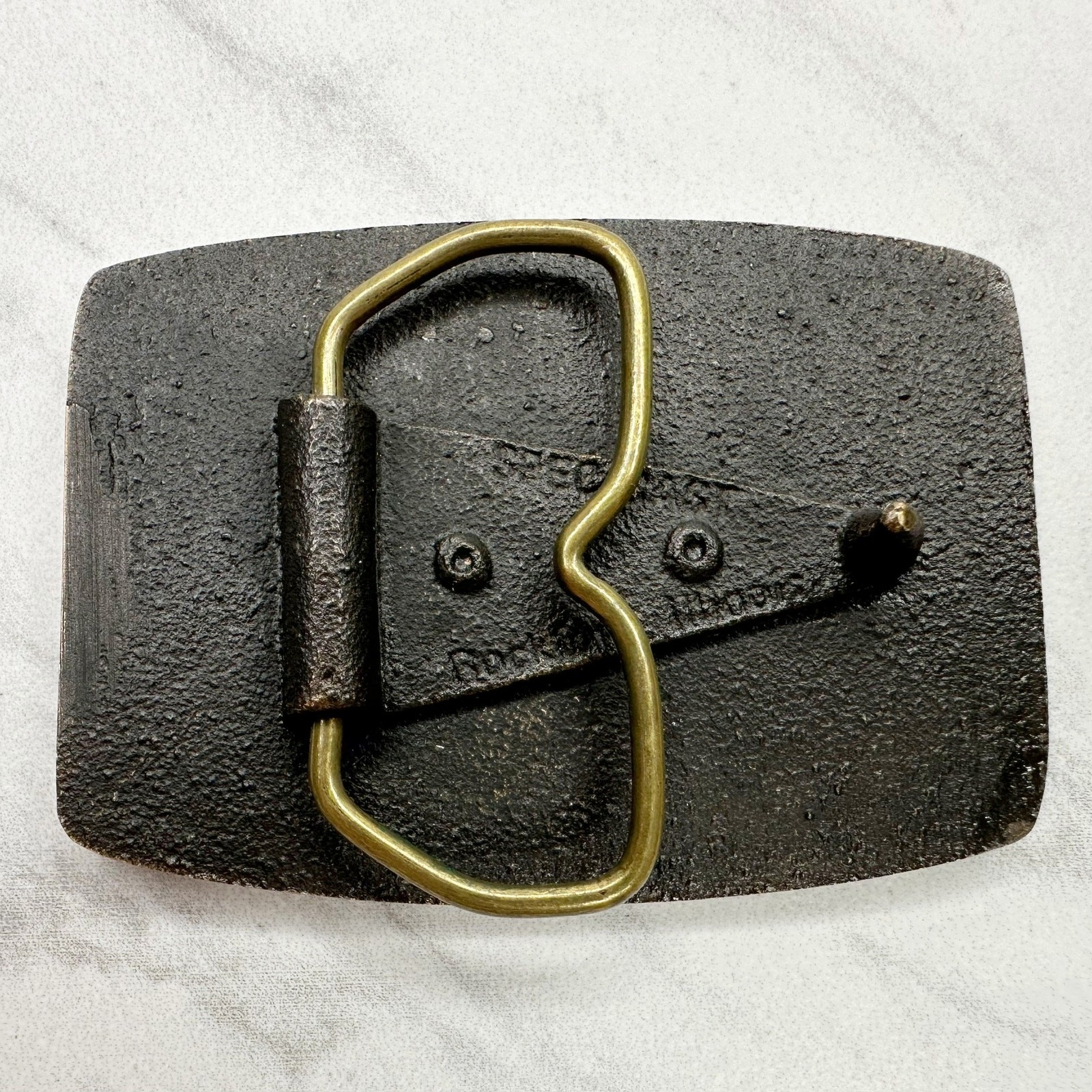 Vintage Spec Cast 3B Belt Buckle Brass Tone Metal