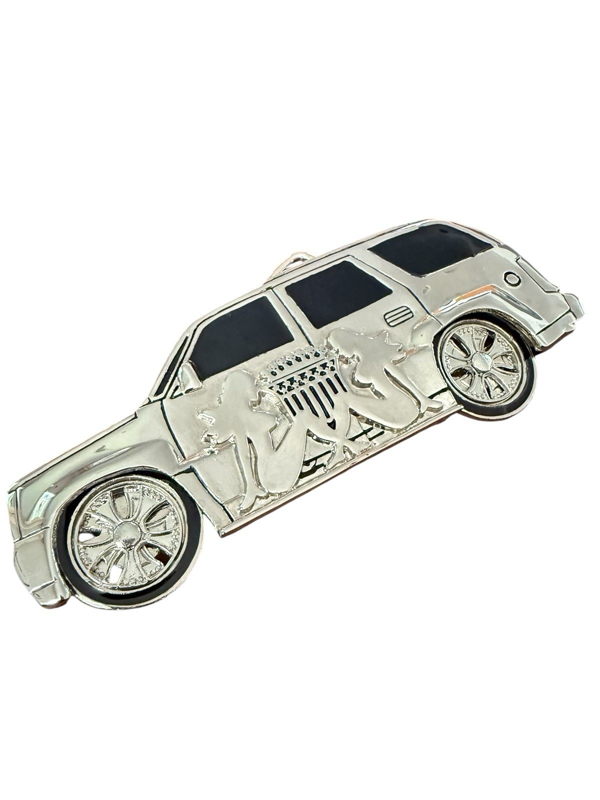 Spinner Belt Buckle Utility Car SUV Wheels Spins Silver Metal Mud Flap Girls New