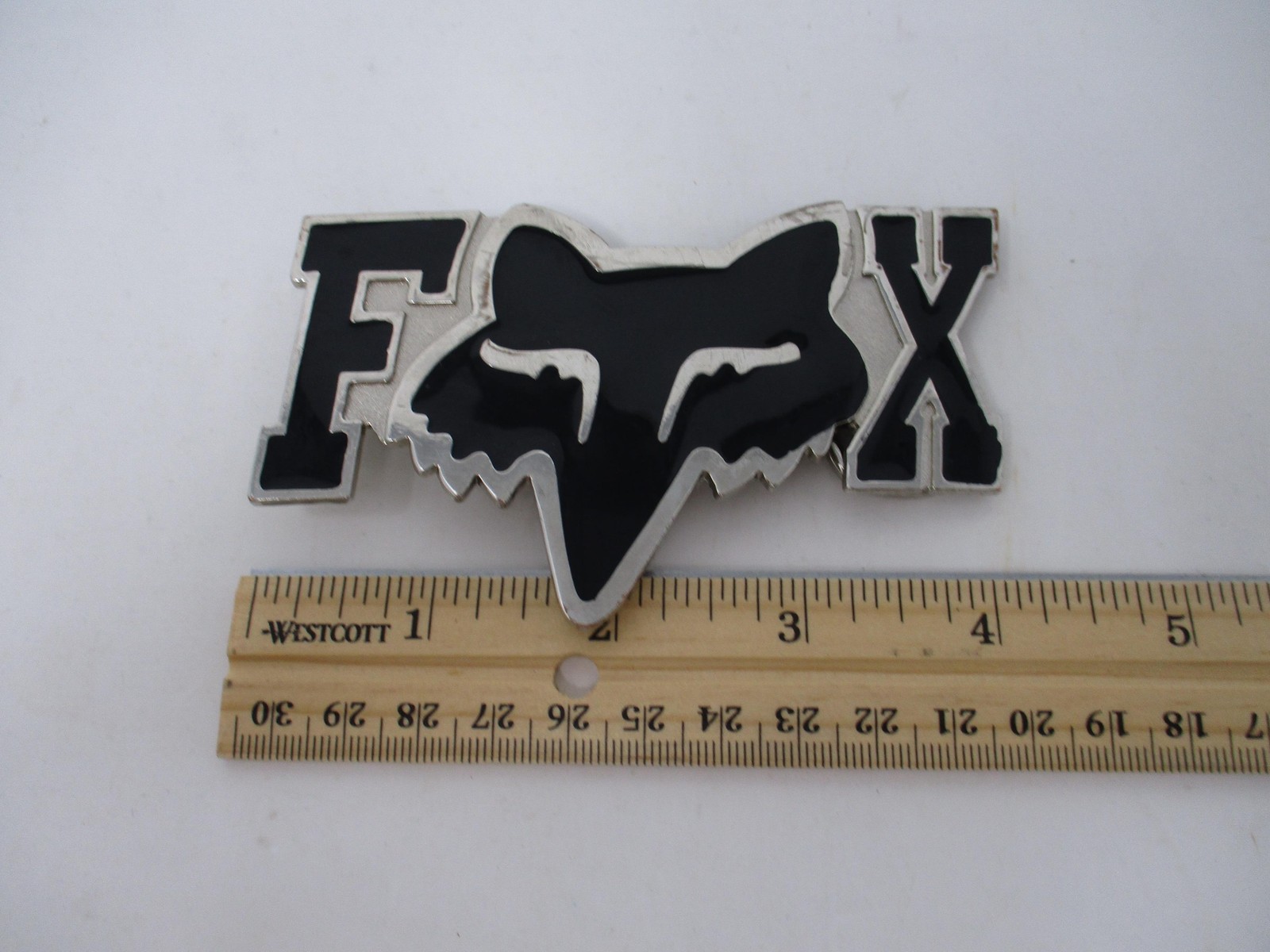 Fox Racing Belt Buckle Mens Black Logo Metal Western 1.5 In Belt Shiny