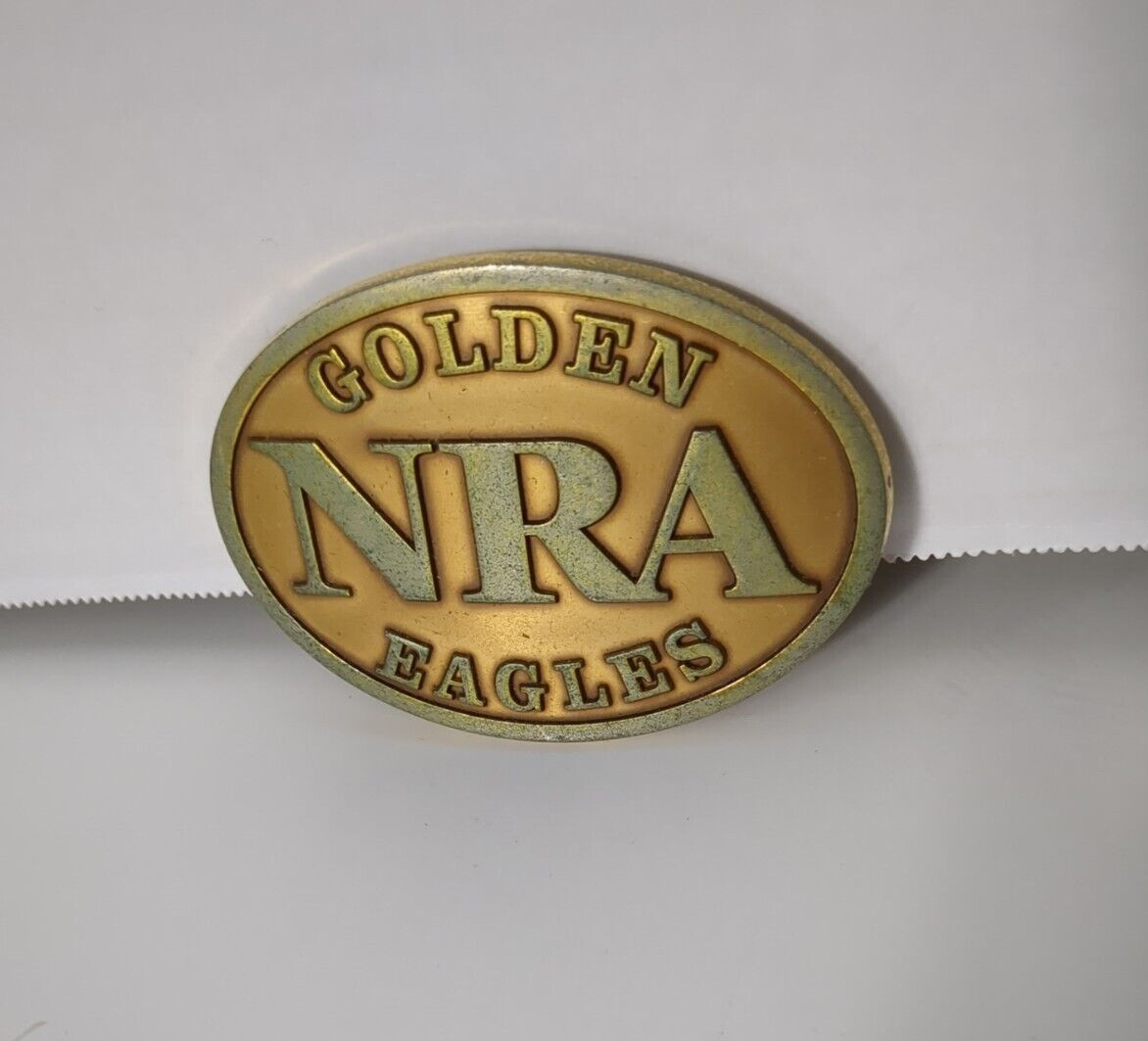 NRA National Rifle Association Golden Eagles Gold-Tone Belt Buckle