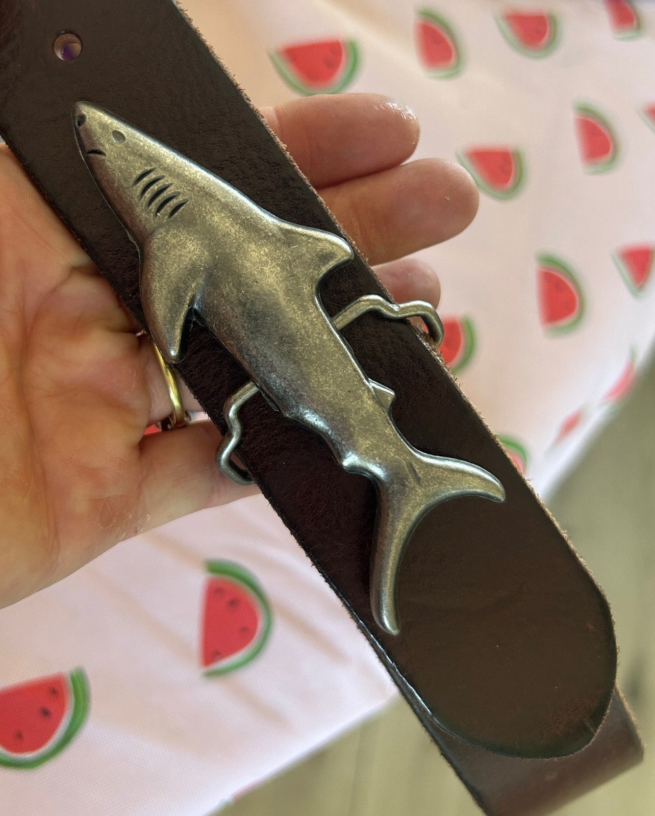 Solid Metal Shark Belt Buckle Vintage 4 Inch Western Cowboy 1.5 Strap Fit