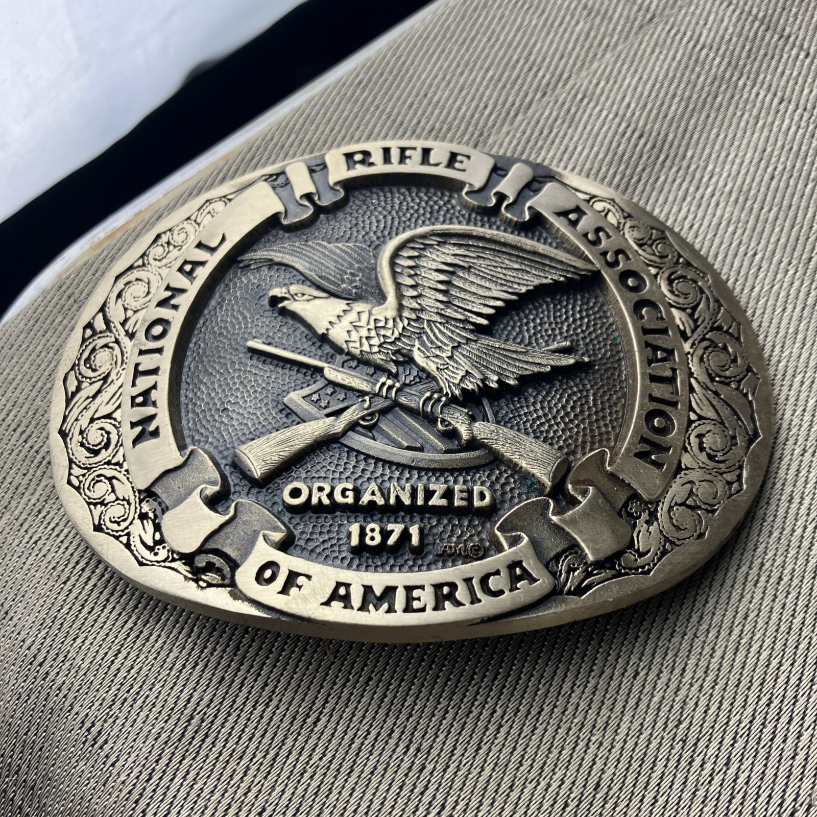 NATIONAL RIFLE ASSOCIATION OF AMERICA BELT BUCKLE SOLID BRASS