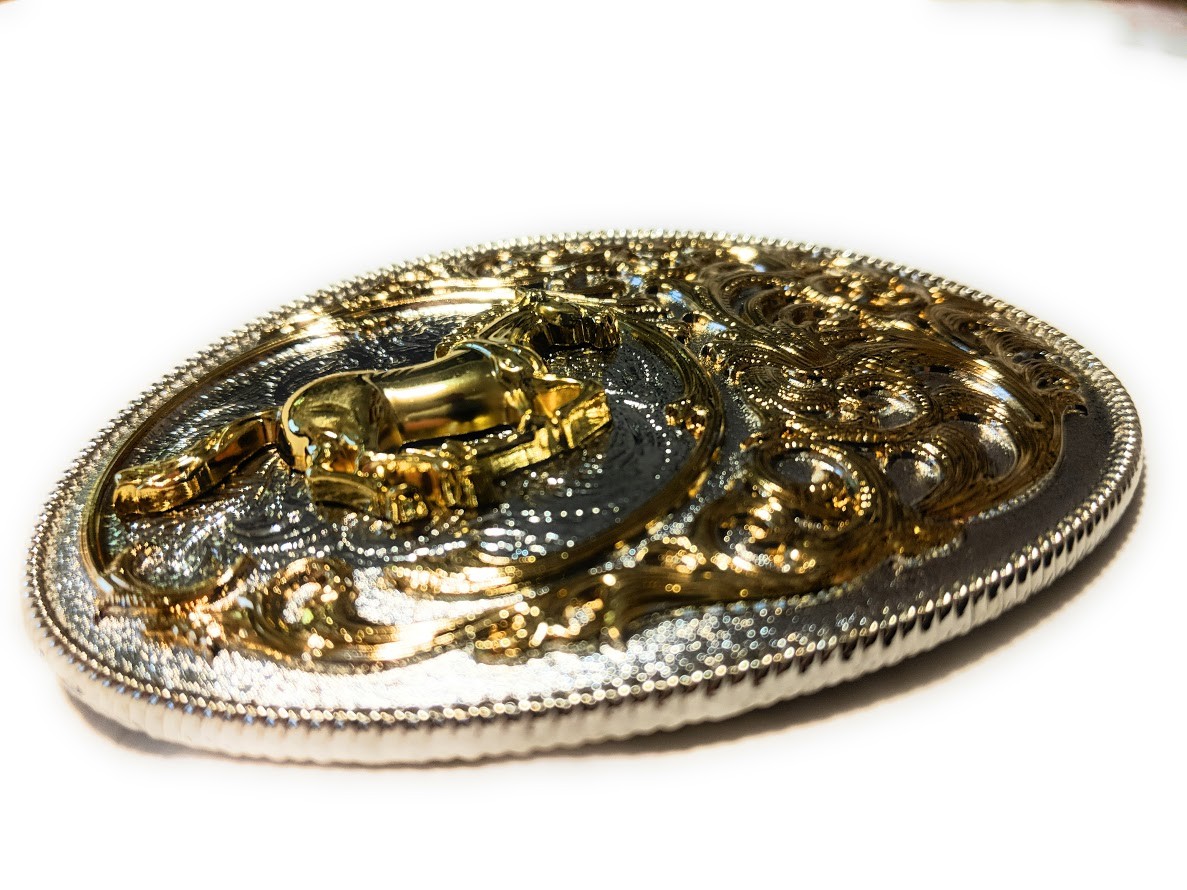 ✖ HQ WESTERN Horse Cowboy Rodeo Style Belt Buckle Heritage Gold silver plated US