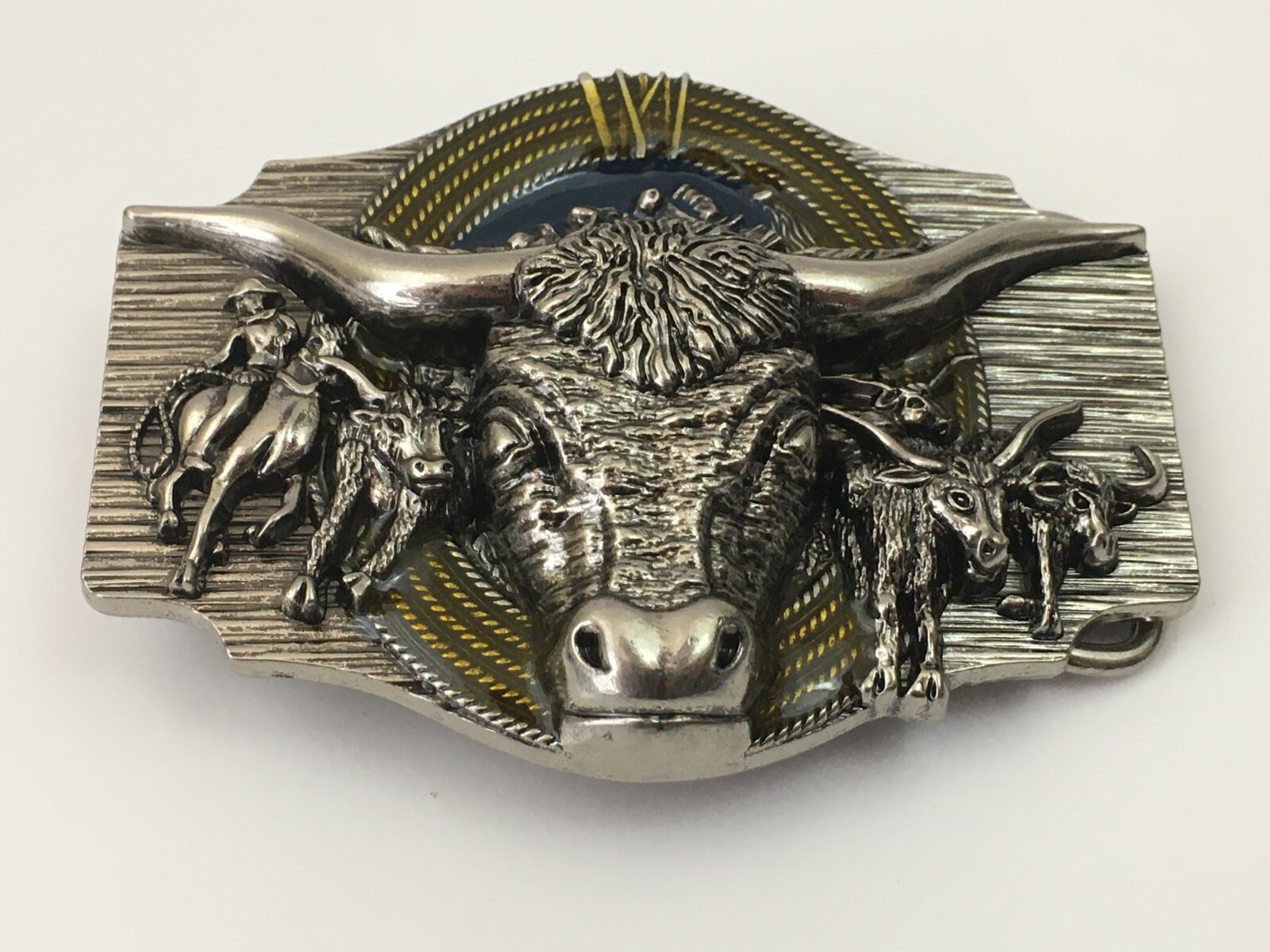 Cowboy Belt Buckle Texas Bull and Horses Western Belt Buckles