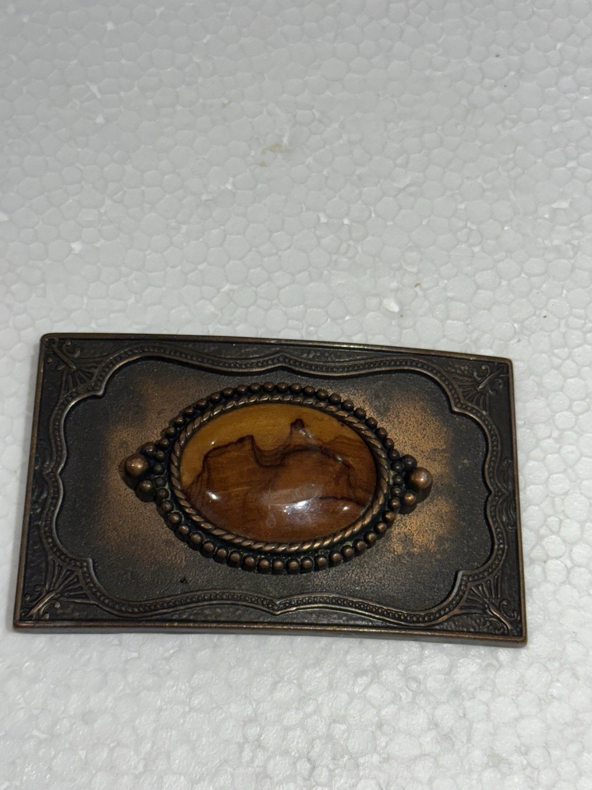 vintage PICTURE JASPER belt buckle SOUTHWESTERN native american GEMSTONE