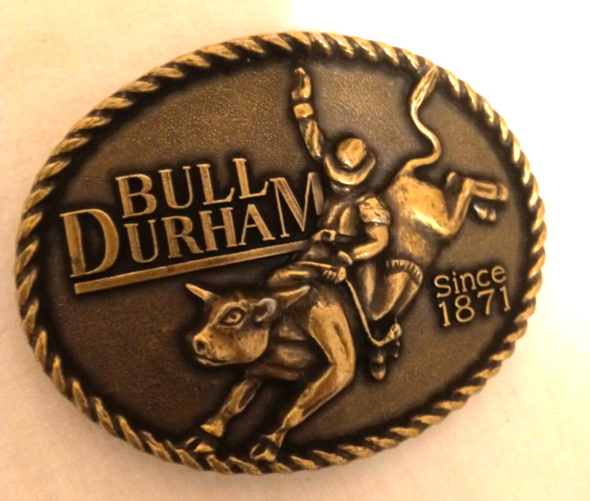 Vintage Bull Durham Brass Belt Buckle 1871