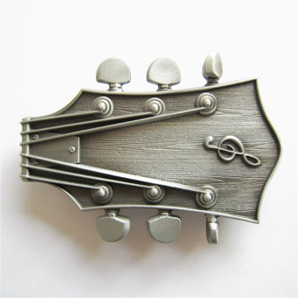 Antique Brushed Silver Guitar Music Belt Buckle also Stock in the US