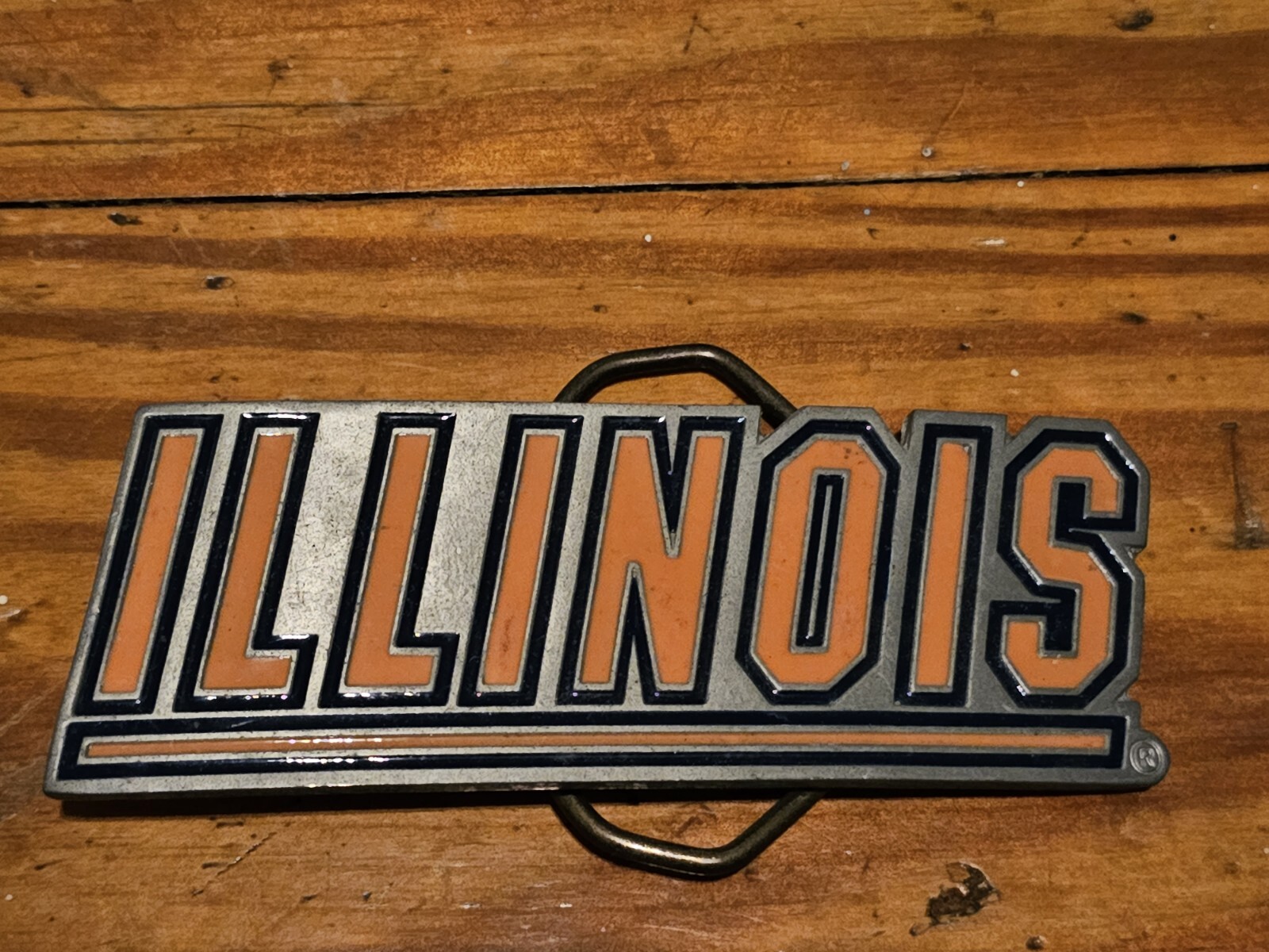 Vintage Illinois Fighting Illini Football Belt Buckle New old Stock