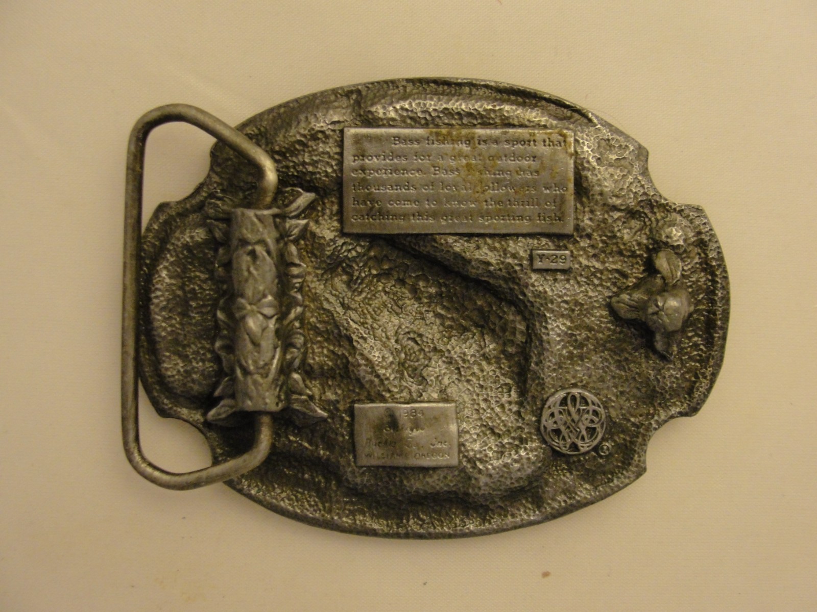 Vintage Pewter Bass Fishing 1984 Belt Buckle – Giant Fish