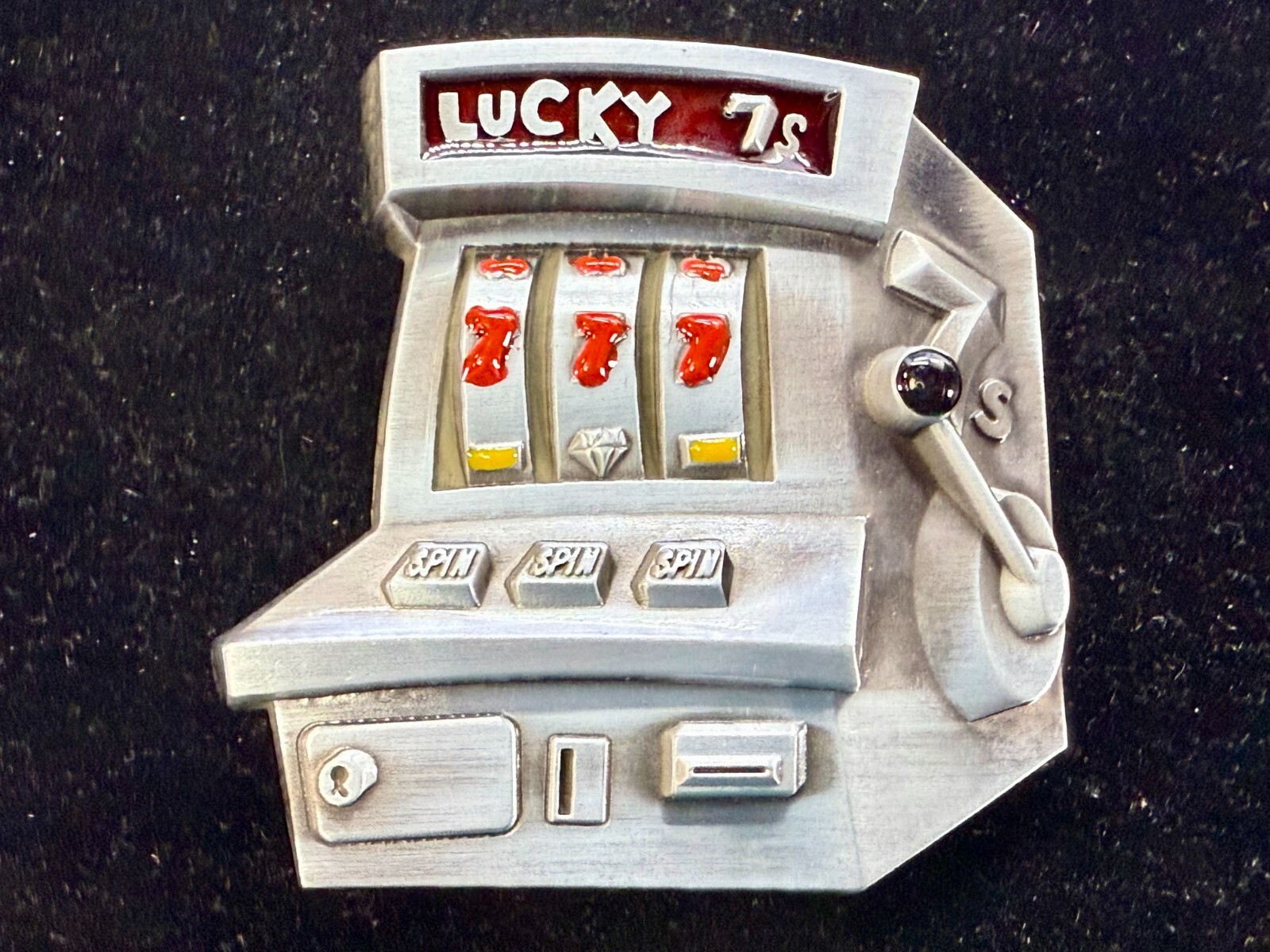Jackpot Lucky Seven&rsquo;s Vegas Style Slot Machine Figural Gambling Belt Buckle
