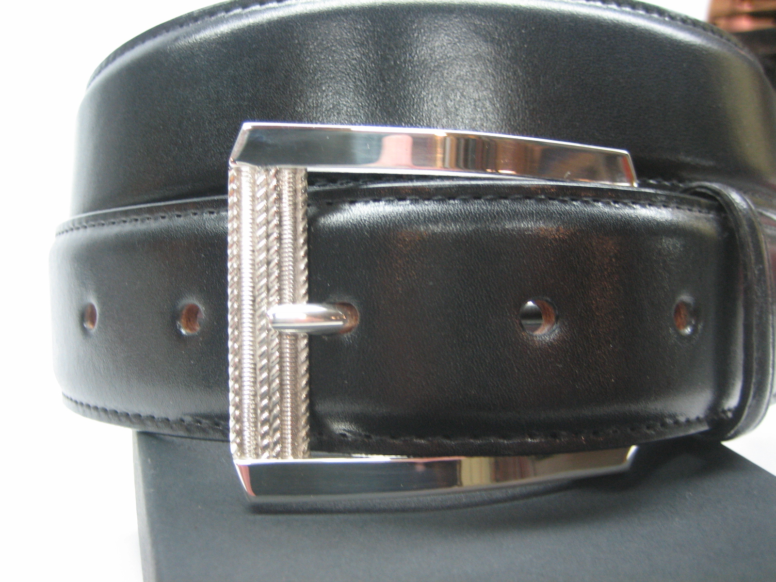 STERLING SILVER 925 BUCKLE WITH GENUINE CALF SKIN 1.5&Prime; BELT MADE IN U.S.A.