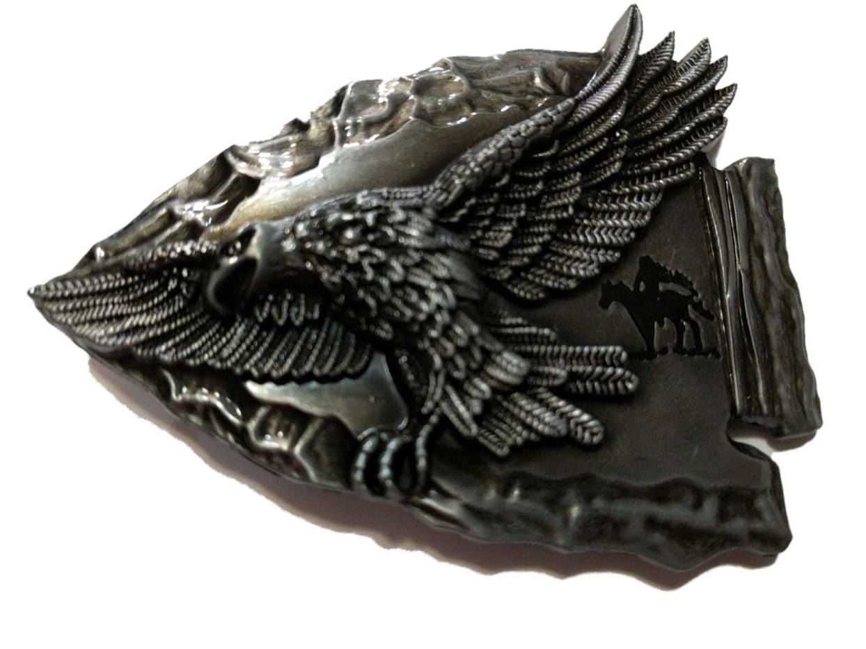 ✖ WESTERN Steer ARROW HEAD Antique Silver color Cowboy Rodeo Style ✖ Belt Buckle